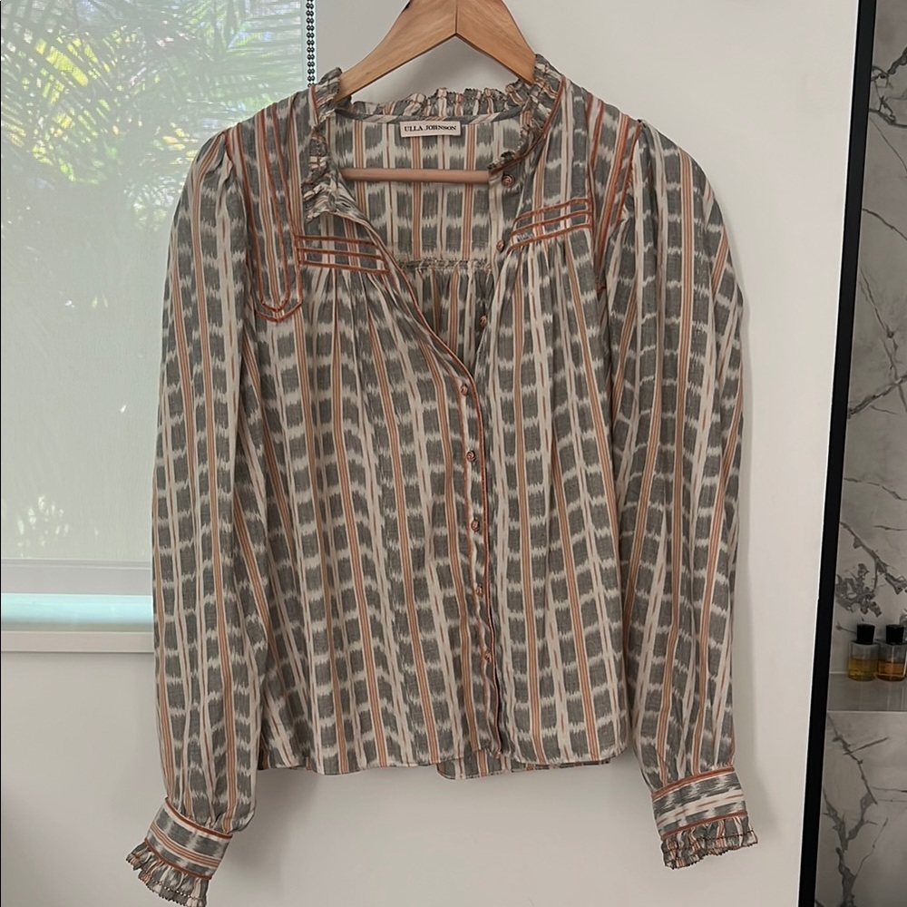 Ulla Johnson Multicolor Striped Blouse with ruffle detail